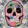 Color Pink Skull with flower